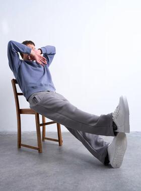 Topman 男士 运动长裤 慢跑者中长灰色直筒裤