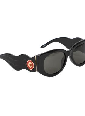 Casablanca 男士 SS26 太阳镜 金属椭圆形波浪纹太阳眼镜