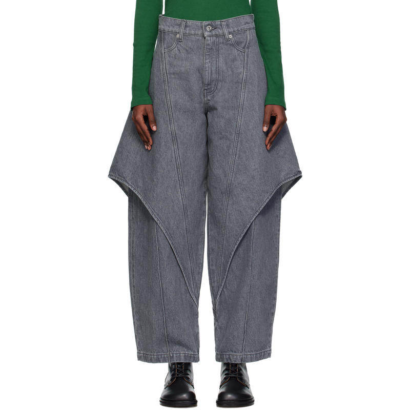 J.W. Anderson 女士 牛仔长裤 灰色 Cropped Sculptural 牛仔裤