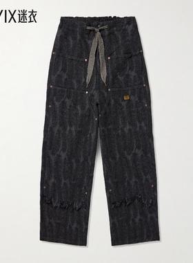 【早秋新品】kapital 男款Magpie 舒适直筒棉提花抽绳裤子