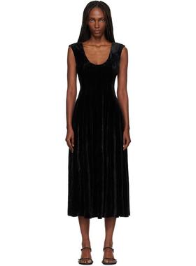 Danielle Guizio 女士 中长连衣裙 黑色 Leila Velvet 连衣裙