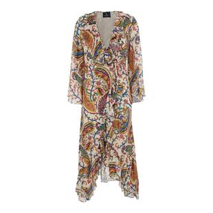 花卉佩斯利图案长款 Etro 中长连衣裙 女士 裹身连衣裙 艾绰