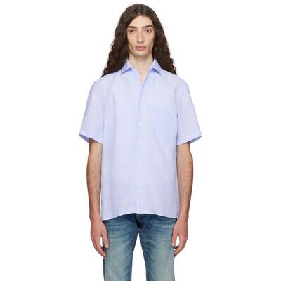 Boss 博斯 男士 衬衫 蓝色 BECKHAM 联名 Regular-Fit Linen