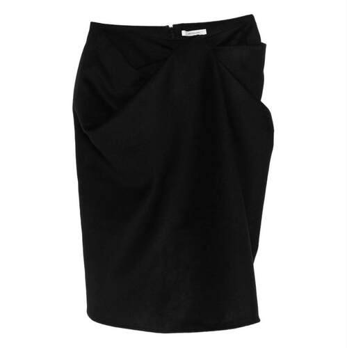 Entire Studios 女士 FW25 中长裙 CREASE 黑色羊毛半身裙