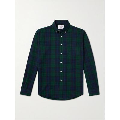 PORTUGUESE FLANNEL 男士 衬衫 Bonfim 领尖带扣式格纹棉质法兰绒