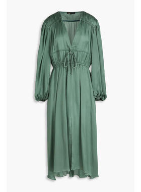Maje 女士 中长连衣裙 Tie-detailed cupro-satin 中长连衣裙