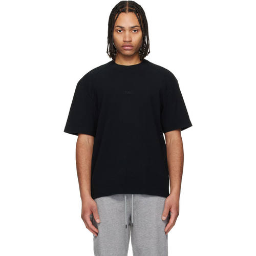Hugo 雨果 男士 T恤 黑色 Waffle-Structured Cotton