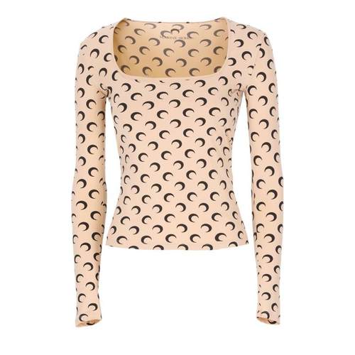 Marine Serre 女士 FW25 毛衣 Moon 印花針織方領上衣