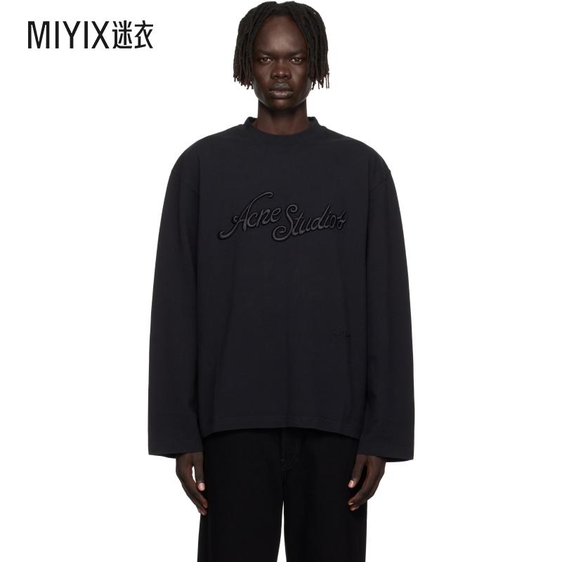 Acne Studios 男款黑色 Logo Relaxed Fit T 恤 迷衣时尚