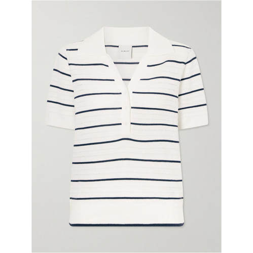 Varley 女士 FW26 POLO衫 Wren 条纹棉混纺针织