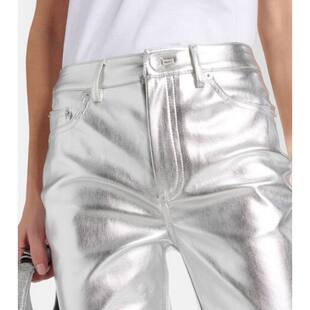 Staud 女士 长裤 Chisel 仿皮直筒裤