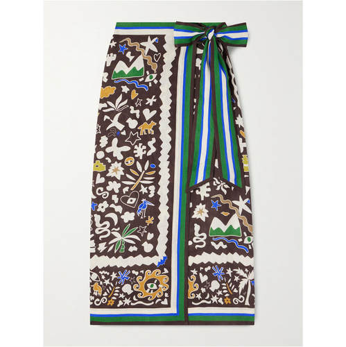 Alémais 女士 SS26 中长裙 Maroc 印花亚麻裹裙