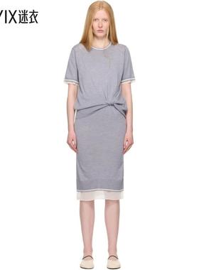 3.1 Phillip Lim 女款灰色 Draped Knit & Organza 连衣裙 迷衣时