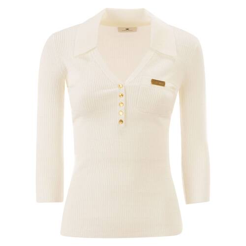 Elisabetta Franchi 女士 SS26 毛衣 Micro-cable 针织Polo衫