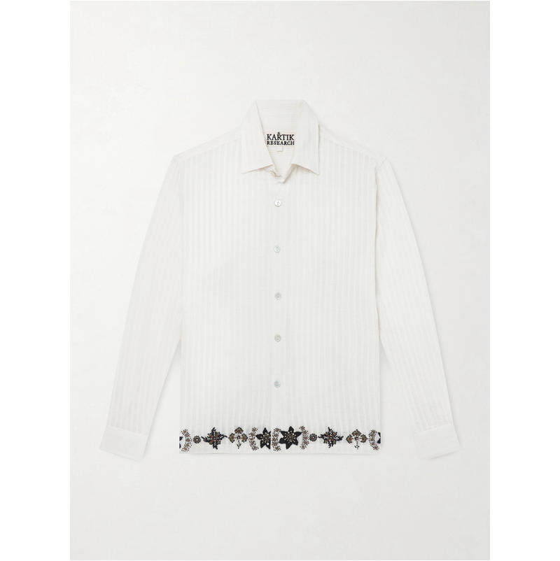 Kartik Research 男士 FW26 衬衫 Camp-Collar 刺绣棉质