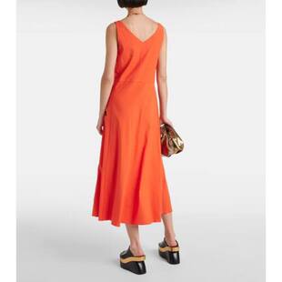 亚麻混纺 中长连衣裙 Vince 女士
