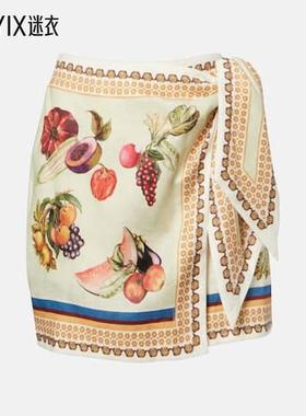 Alémais 女款Mercado 印花亚麻裹裙 迷衣时尚