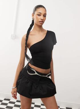 Motel 女士 背心 kaffa 单肩紧身上衣(黑色)