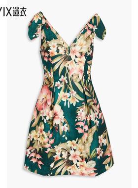 Zimmermann 女士Lexi 褶裥印花亚麻迷你连衣裙 迷衣时尚