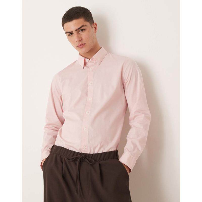 Abercrombie  Fitch 男士 衬衫 正装浅粉色格纹衬衫