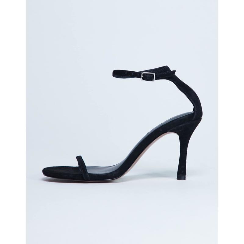 Topshop 女士 凉鞋 Alexi real 2 part 绒面革高跟凉鞋(黑色)