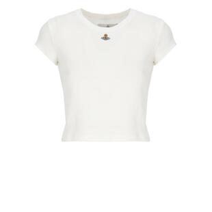 女士 SS26 T恤 Vivienne 白色短款 西太后 ORB 徽标 Westwood