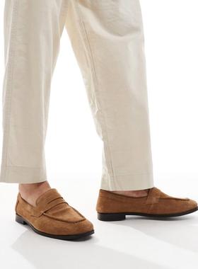 Schuh 男士 乐福鞋 Rush 褐色绒面革乐福鞋