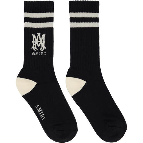 Amiri 埃米尔 男士 袜子 黑色 MA Stripe 中筒袜
