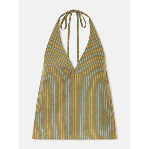 Staud 女士 FW26 背心 Corso 条纹亚麻挂脖上衣