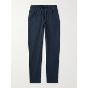 Hartford 男士 FW25 西装裤 Tanker 直筒褶裥弹力棉质抽绳裤子