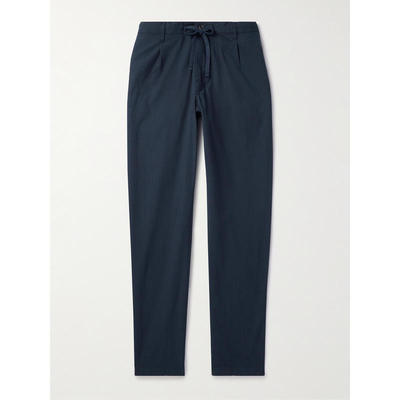 Hartford 男士 FW25 西装裤 Tanker 直筒褶裥弹力棉质抽绳裤子