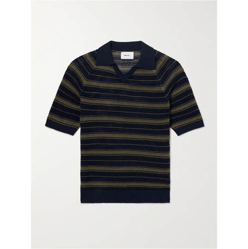NN.07 男士 FW26 POLO衫 Cale 60056 条纹洞眼针织亚麻棉混纺