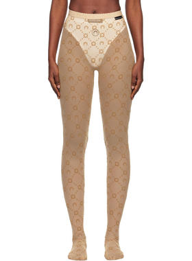 Marine Serre 女士 袜子 黄褐色 Recycled Mesh Flock 连裤袜