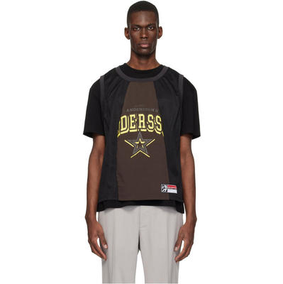 Andersson Bell 男士 T恤 黑色  棕色 Basketball Jersey Layered