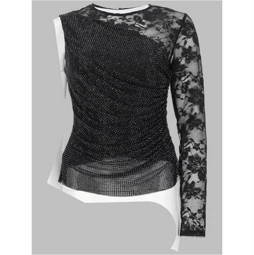 Self-Portrait 女士 FW25 上衣 MONOSPALLA CON STRASS E PIZZO