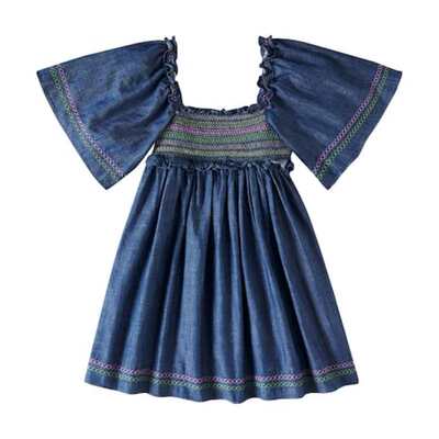 Zimmermann 兹默曼 女童 连衣裙 Tallow 抽褶牛仔童装