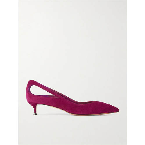 Aquazzura 女士 SS26 高跟鞋 Sheeva 30 镂空绒面革浅口鞋