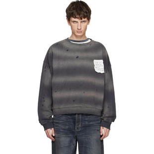 We11Done 男士 卫衣 灰色 Paper Note Grunge 套头衫