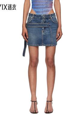 Jean Paul Gaultier高缇耶 女款蓝色 Low Waisted Strap 牛仔短裙