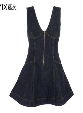 【早秋新品】Self-Portrait 女款靛蓝色牛仔迷你连衣裙 迷衣时尚