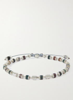 MAOR 男士 手链 Saguaro 纯银银色,玛瑙石绳子珠饰手链