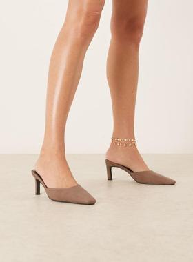 Raid London 女士 鞋靴 RAID Alya 宽版高跟磨边棕色凉拖