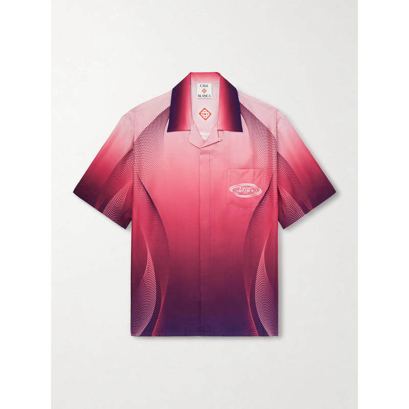 Casablanca 男士 SS26 衬衫 紫色渐变可拆卸领印花斜纹丝绸