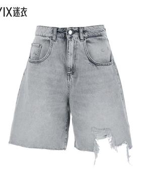 【春夏新品】ICON DENIM 'Lea' Bermuda Front Details 灰色撕(