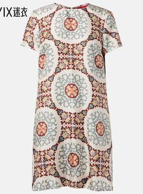 La DoubleJ 女款飘逸印花真丝缎面迷你连衣裙 迷衣时尚