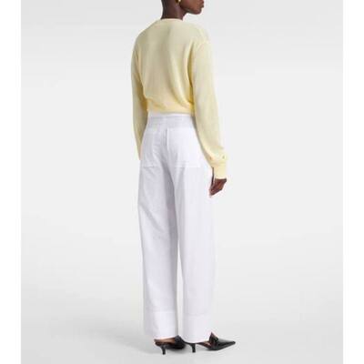 Totême 女士 长裤 扭曲缝线棉府绸阔腿裤