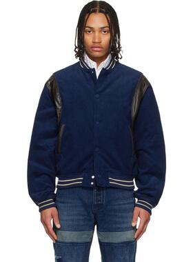 We11Done 男士 夹克 海军蓝 Leather Point Stadium 棒球