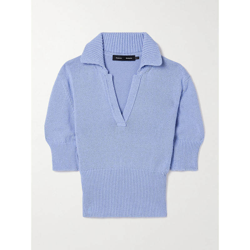 Proenza Schouler 女士秋冬新品 毛衣 流苏鹬色棉混纺Polo毛衣
