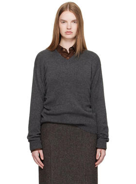 AURALEE 女士 毛衣 灰色 Light Cashmere Knit V-Neck