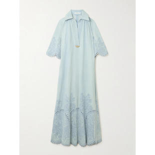 Zimmermann 兹默曼 女士 中长连衣裙 Daylight 英格兰刺绣牛仔